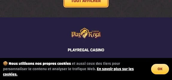 les bonus sur Play Regal Casino